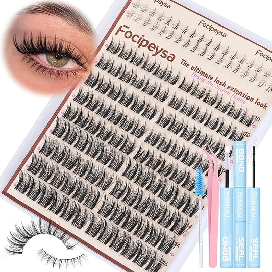 Focipeysa Wispy Lash Clusters Kit Spikes Eyelash Clusters Kit Manga Eyelash Extensions Kit with Bottom Lashes Individual L...
