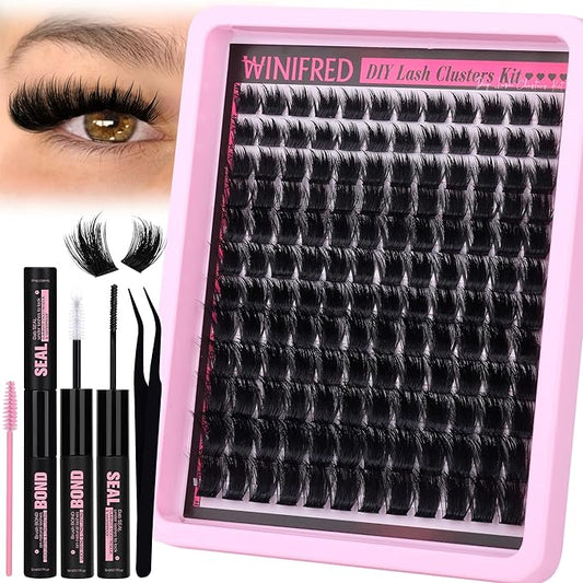 Winifred Lash Clusters Kit Fluffy Lash Extension Kit Fairy Wispy Eyelash Clusters Thick Volume Cluster Eyelash Extensions ...