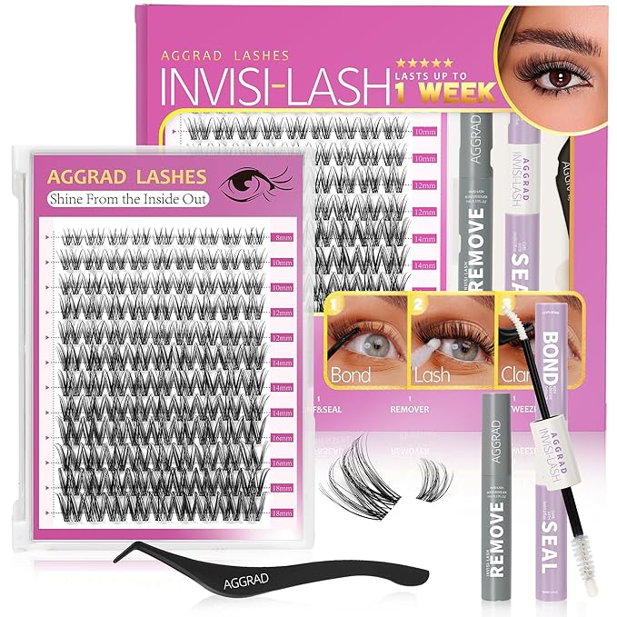 Magic Lash Clusters Kit 8-18mm Volume Wispy Fluffy Eyelashes Cluster Extension Kit D Curl Individual DIY Fake Lashes Exten...